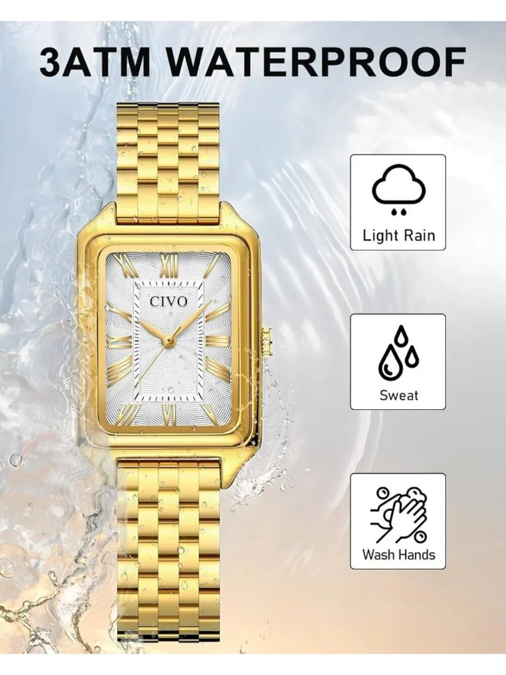 CIVO Women's Gold White Vintage Quartz Stainless Steel Bracelet Roman Dial Watch
